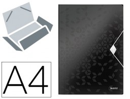 Carpeta de gomas Leitz A4 3 solapas polipropileno negro